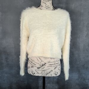 Cozy Cream Fuzzy Knit Women’s Sweater